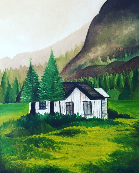 Painting titled "Old house in the wo…" by Riaan Basson, Original Artwork, Oil