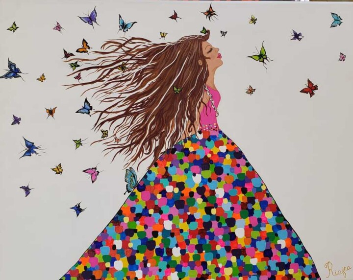 Pintura titulada "Wings peace" por Maria Francia Perez, Obra de arte original, Acrílico
