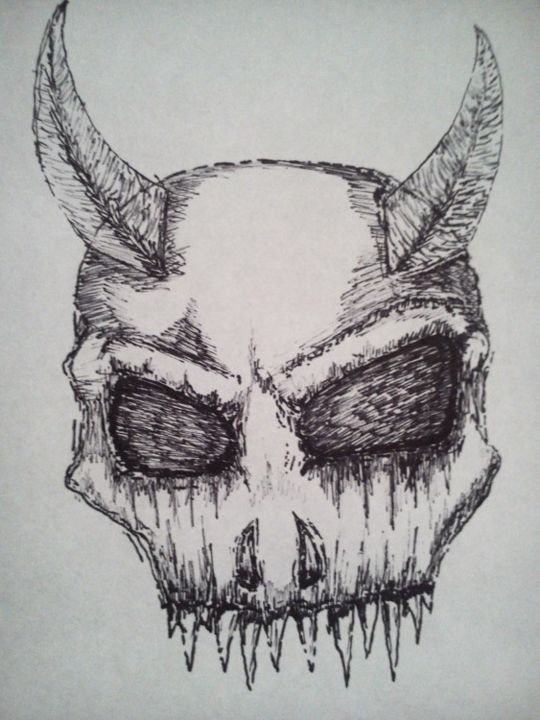 satanic skull drawing