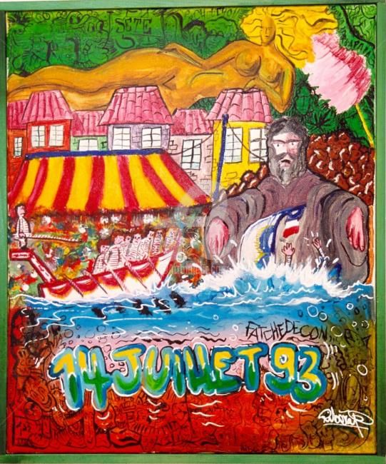 Peinture intitulée "14 juillet 93 fatch…" par Réka, Œuvre d'art originale, Huile