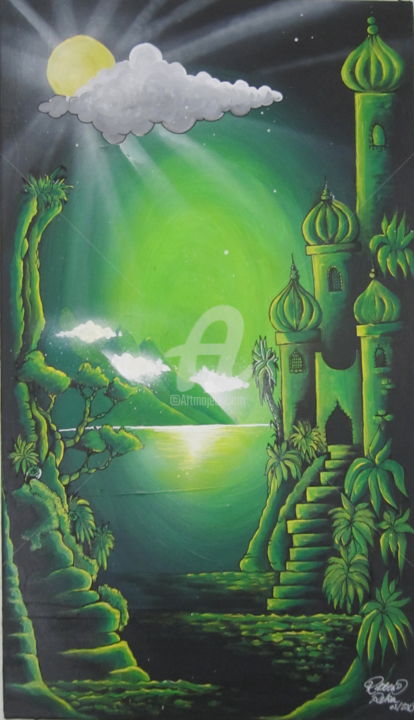 Peinture intitulée "le-vert-palais-" par Réka, Œuvre d'art originale, Huile