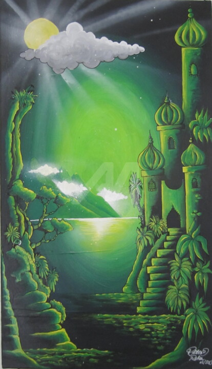 Peinture intitulée "le-vert-palais-" par Réka, Œuvre d'art originale, Huile