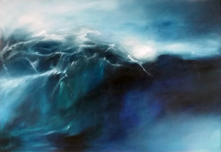 Peinture intitulée "Bleu marine" par Fabienne Ribeyrolles, Œuvre d'art originale, Huile