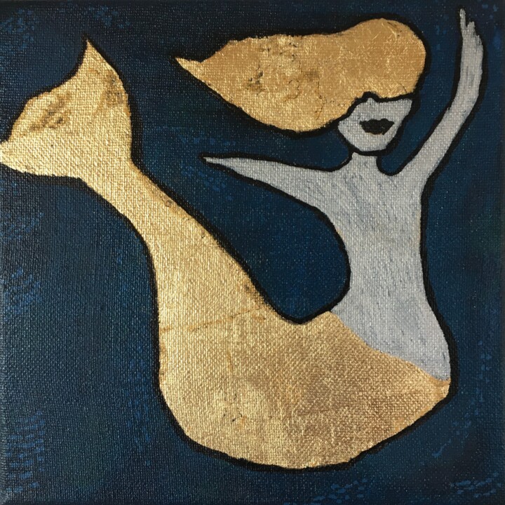 Картина под названием "Mermaid in Dubai" - Ricarda Simon, Подлинное произведение искусства, Акрил Установлен на Деревянная р…