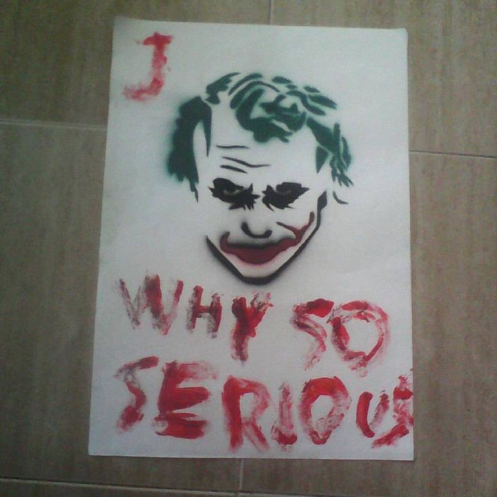 Painting titled "Joker serious" by Rbreda, Original Artwork, Stencil