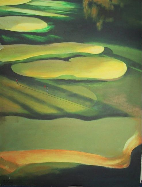 Painting titled "Campo de golf" by Ricardo León, Original Artwork