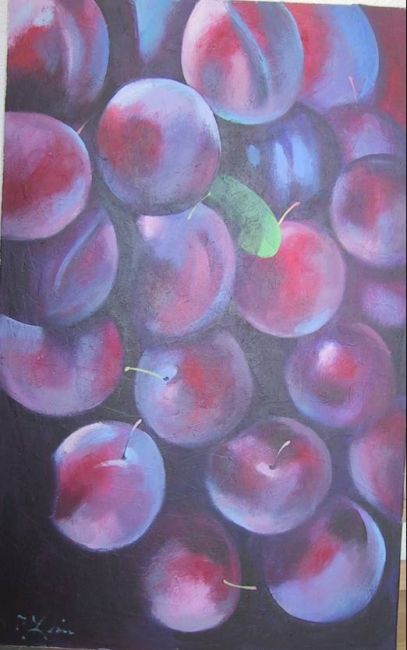 Painting titled "uvas" by Ricardo León, Original Artwork