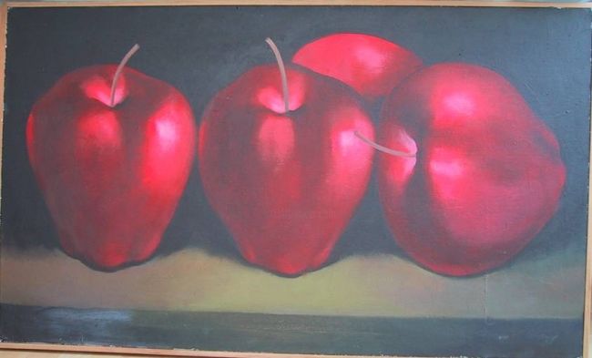 Pintura titulada "Manzanas" por Ricardo León, Obra de arte original