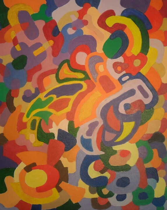 Peinture intitulée "Composition V" par Ricardo Martinez, Œuvre d'art originale, Huile