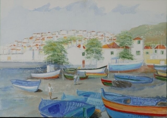 Pintura intitulada "Seen on the Pier" por Ricardo Mendes, Obras de arte originais