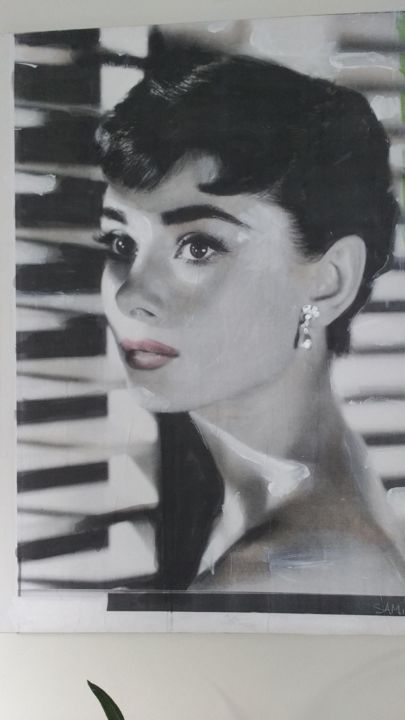 Pintura intitulada "Audrey Hepburn" por Ricardo Raphael, Obras de arte originais