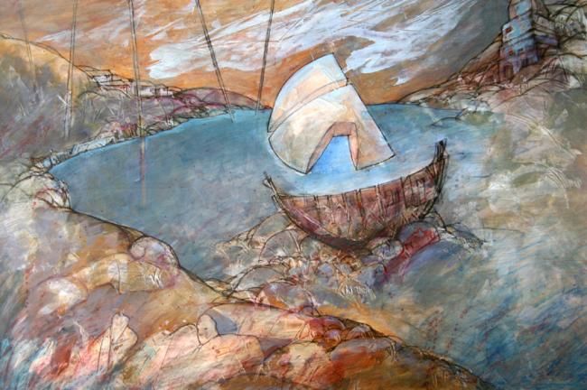 Pintura titulada "Barco 1" por Ricardo Heredia, Obra de arte original