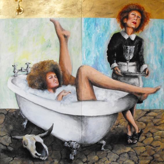 Pintura intitulada "Maria, dá-me água" por Ricardo Passos, Obras de arte originais