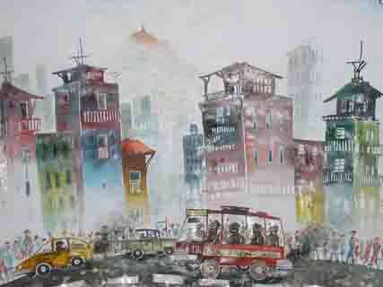 Pintura titulada "ABANCAY CITY" por Ricardo Orihuela, Obra de arte original
