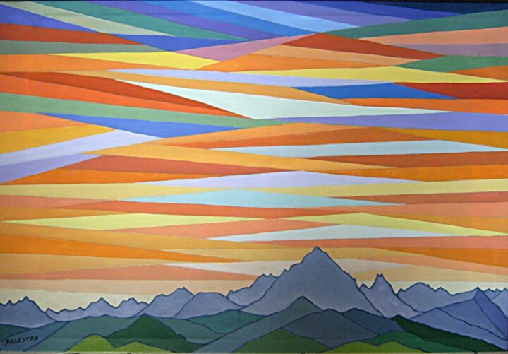 Mountain Sunset Canvas Art - Striking Colorful Fine Art in 4 Sizes