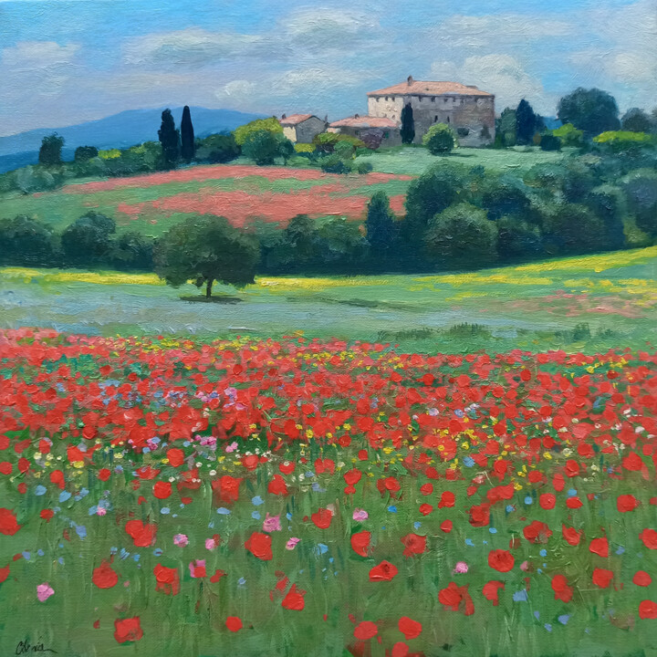 Peinture intitulée "Tuscany countryside…" par Riccardo Chirici, Œuvre d'art originale, Huile Monté sur Châssis en bois