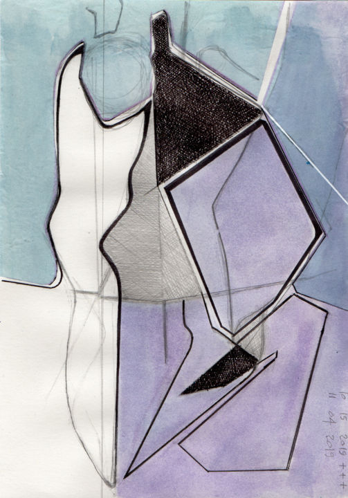 Disegno intitolato "untitled - derived…" da Riccardo Liotta, Opera d'arte originale, Matita