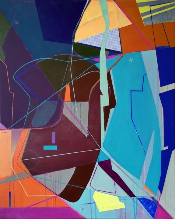 Painting titled "chromogeometric dyn…" by Riccardo Liotta, Original Artwork, Acrylic