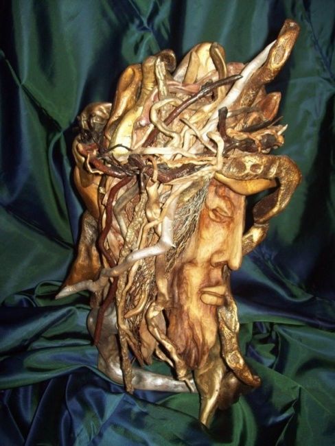 Sculpture titled "ИСУС/JESUS/" by Mariana Aleksandrova, Original Artwork, Wood