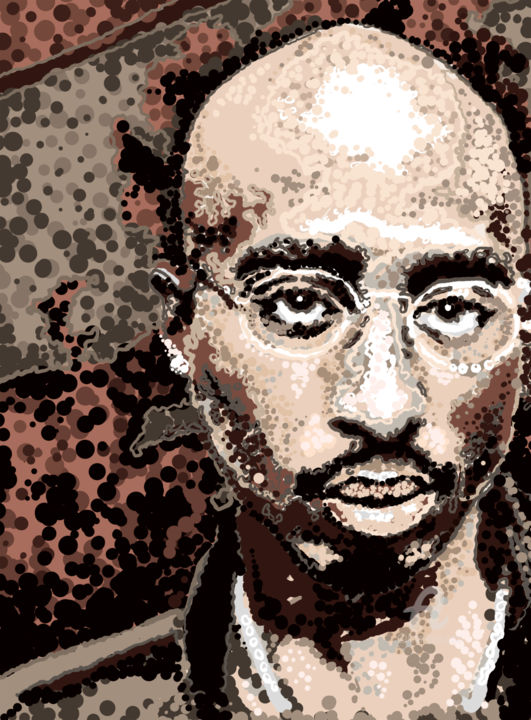 Digital Arts titled "2pac1.jpg" by Rice Bare, Original Artwork, Digital Painting