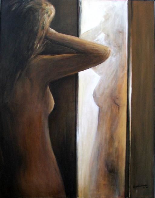 Peinture intitulée "act in a mirror" par Richard Zielonka, Œuvre d'art originale,