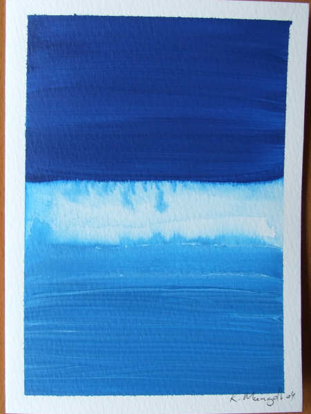 Painting titled "Blue Blue Blue Card" by Richard Mangold, Original Artwork, Oil