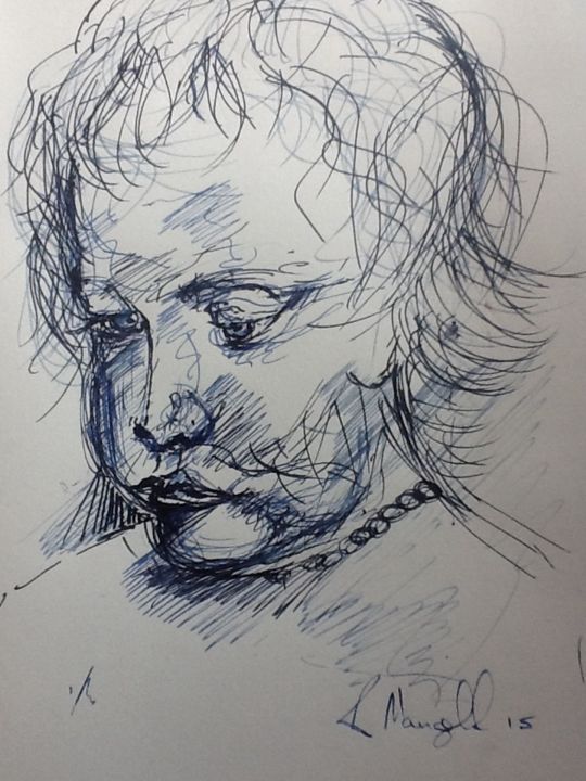 Drawing titled "Alex" by Richard Mangold, Original Artwork, Ink