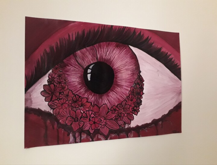 Painting titled "Gleaming Eyes" by Richa Shiv Mangal, Original Artwork, Acrylic