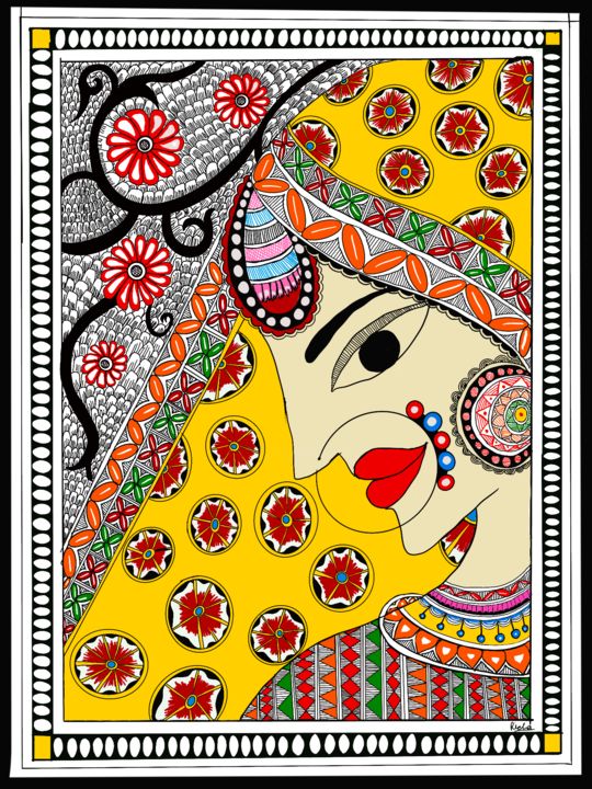 Digitale Kunst mit dem Titel "Indian Bride" von Richa Rashmi (Richa Gallery), Original-Kunstwerk, Digitale Malerei