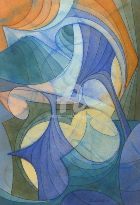 Pintura titulada "Abstraction 03-18" por Richard Aubin, Obra de arte original, Acuarela