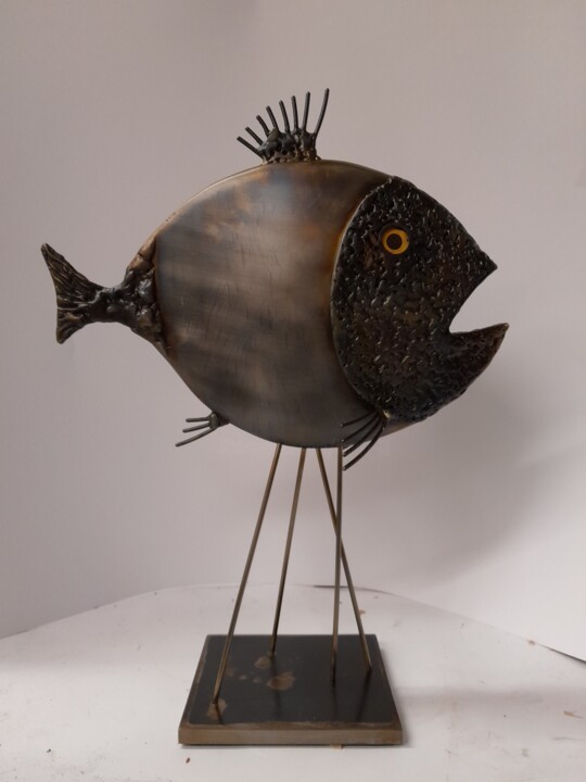 Sculpture titled "Fisch 2" by Richard Blaas, Original Artwork, Metals