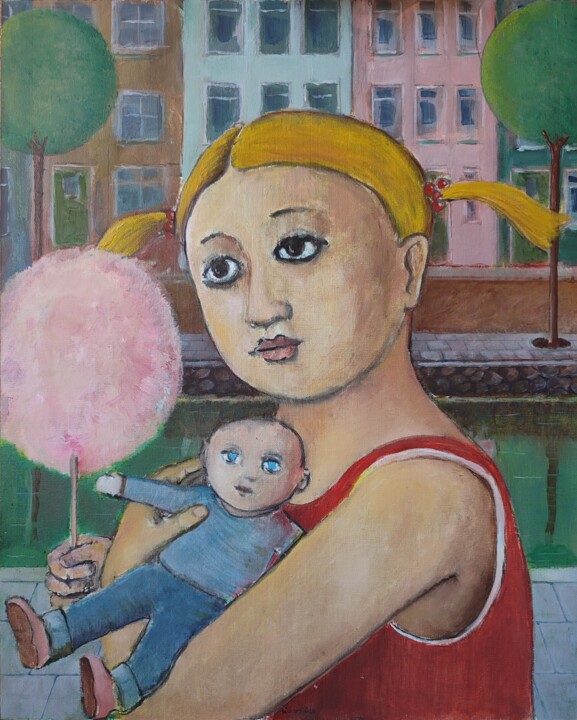 Schilderij getiteld "Life Is Cotton Candy" door Richard Cress, Origineel Kunstwerk, Olie