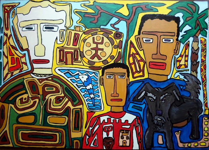 Pintura intitulada "Family" por Richard Gillet, Obras de arte originais, Acrílico