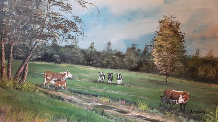 Pintura titulada "Vacasl" por Richard Greswell, Obra de arte original, Acrílico