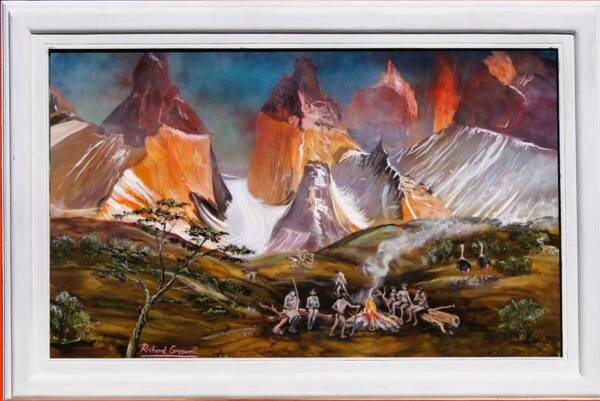 Malerei mit dem Titel "Torres del Paine" von Richard Greswell, Original-Kunstwerk, Acryl