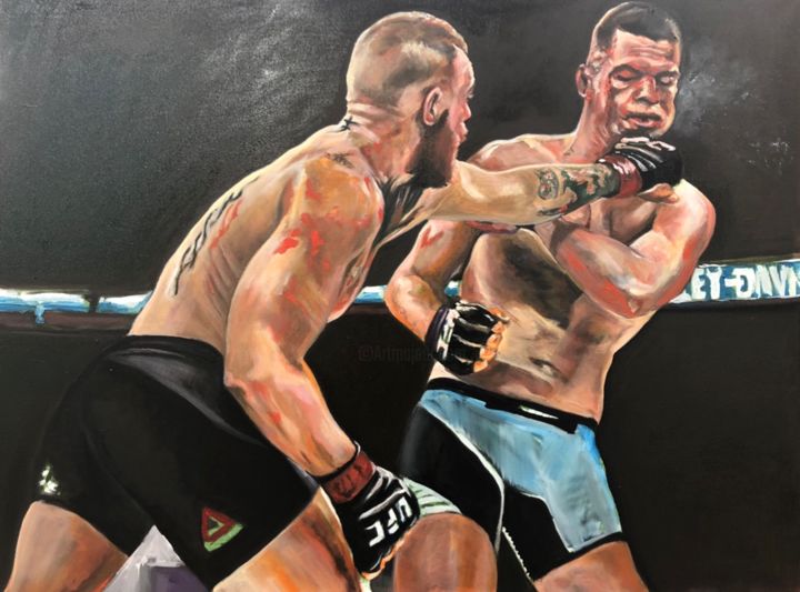 Pintura intitulada "Conor McGregor cont…" por Richard Hanssens, Obras de arte originais, Óleo Montado em Armação em madeira