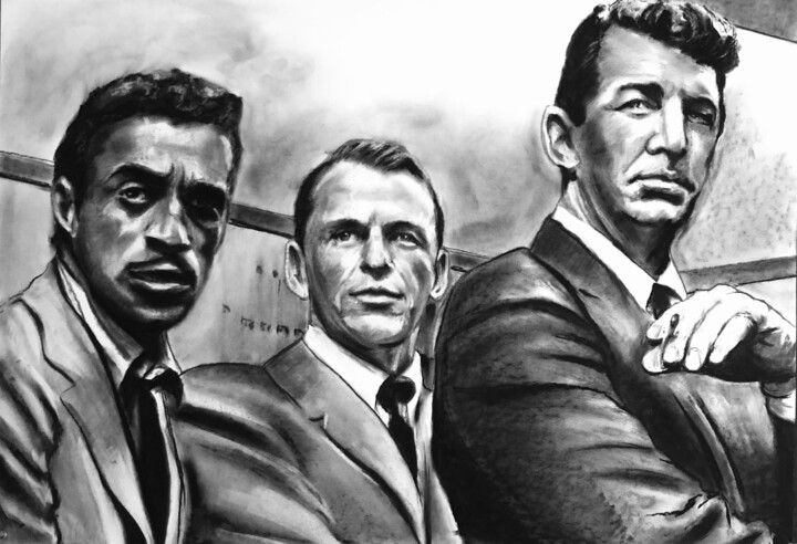 Drawing titled "The Rat Pack" by Richard Hanssens, Original Artwork, Charcoal
