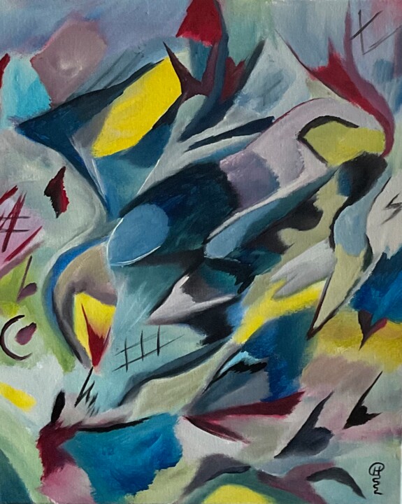 Картина под названием "Tribute to Kandinsky" - Richard Heiens, Подлинное произведение искусства, Акрил