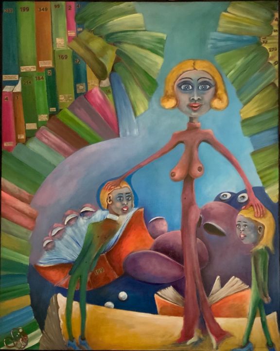 Painting titled "EDUCATION" by Richard Lorimier, Original Artwork, Acrylic Mounted on Other rigid panel