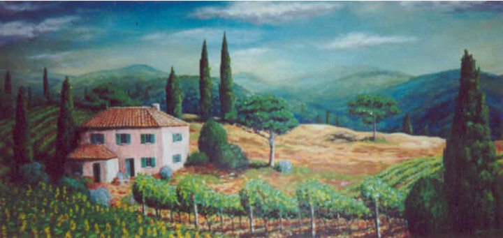 Pittura intitolato "Tuscan Villa" da Richard Moore, Opera d'arte originale