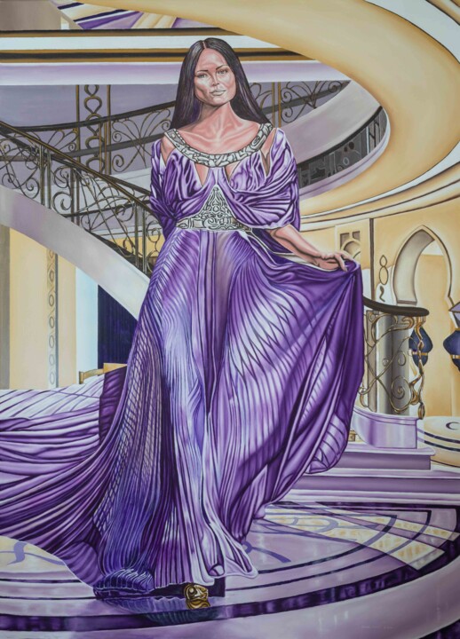 Malerei mit dem Titel "Purple dress" von Richard Murrin, Original-Kunstwerk, Öl