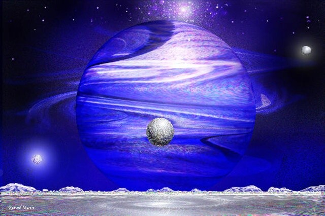 Digitale Kunst mit dem Titel "Blue Planet" von Richard Murrin, Original-Kunstwerk, Digitale Malerei