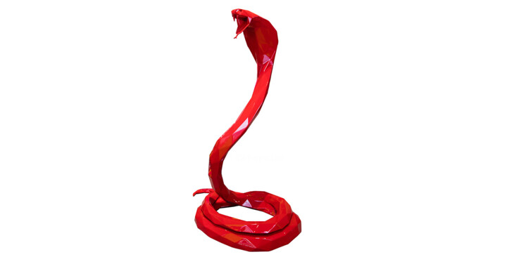 Sculpture intitulée "Red Cobra" par Richard Orlinski, Œuvre d'art originale, Résine
