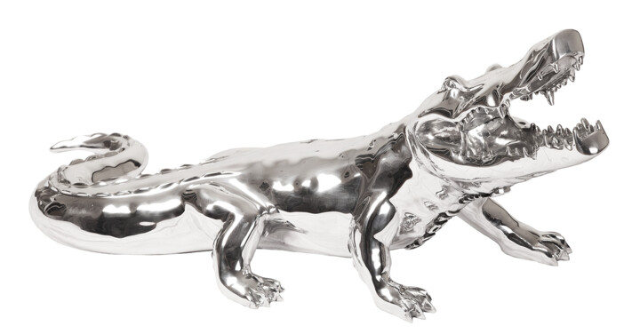 Sculpture intitulée "Silver Crocodile" par Richard Orlinski, Œuvre d'art originale, Aluminium