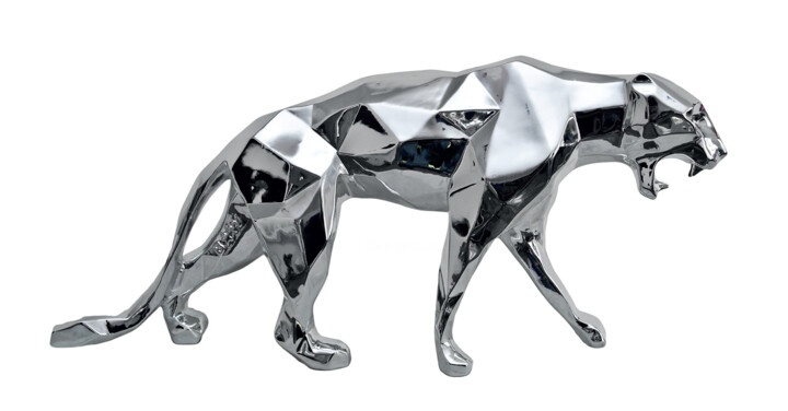 Sculpture intitulée "Poli miroir Panther" par Richard Orlinski, Œuvre d'art originale, Aluminium