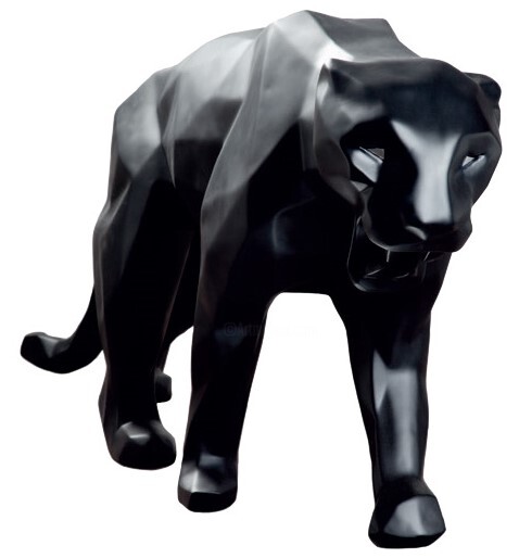Sculptuur getiteld "Panther + alu eyes" door Richard Orlinski, Origineel Kunstwerk, Hars