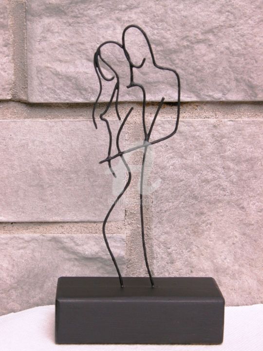 Sculpture titled "Le couple" by Richard Paquette, Original Artwork, Metals