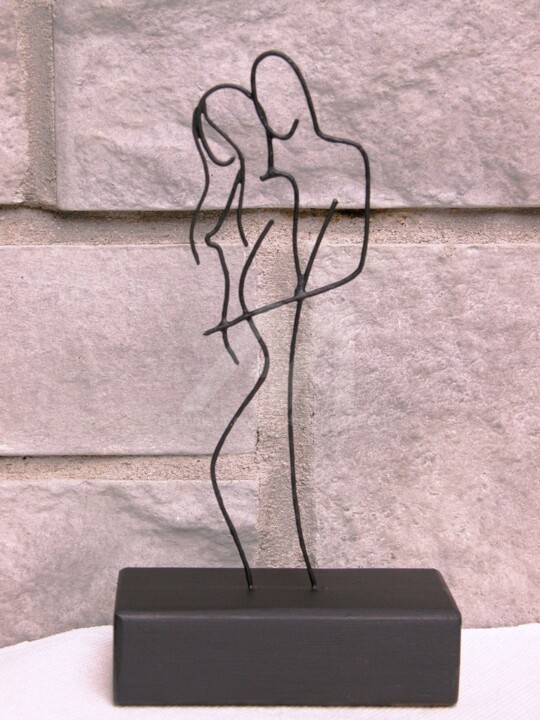 Sculpture titled "Le couple" by Richard Paquette, Original Artwork, Metals