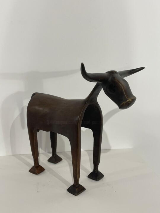Sculpture intitulée "Grand taureau brun" par Richard Pommier, Œuvre d'art originale, Bronze