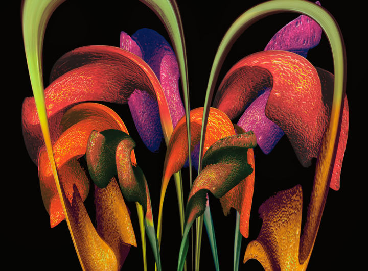 Digital Arts titled "Spiral Flowers" by Richard Dodds, Original Artwork, Digital Painting